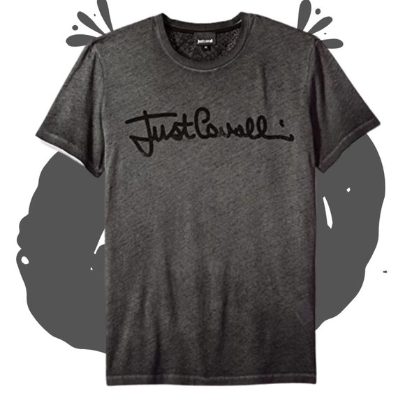 JUST CAVALLI Roberto Cavalli Grey Gray 100% Cotton Tee Tshirt Burnout Small S - Picture 2 of 7
